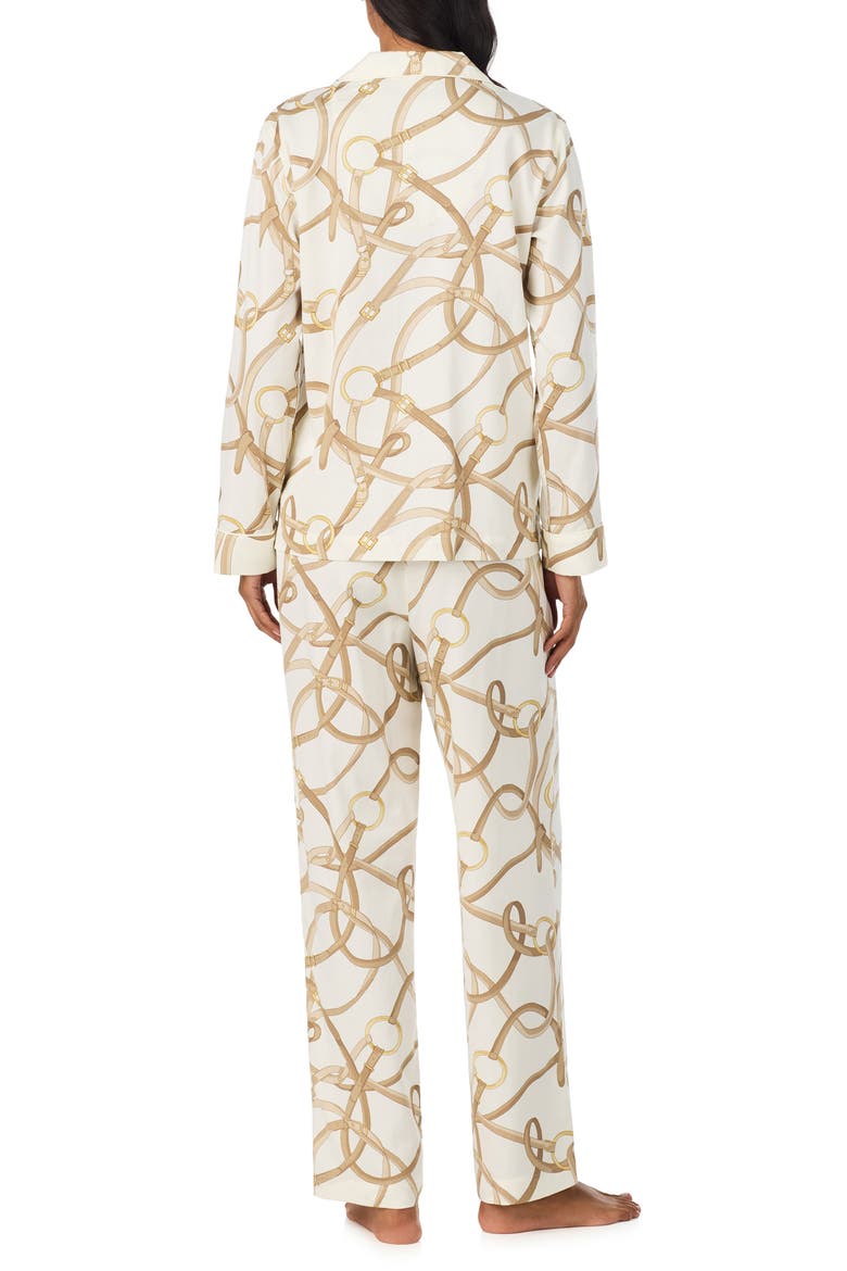 Belting Print Cotton & Viscose Pajamas, Alternate, color, CREAM/ PRINT