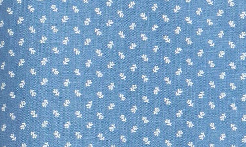 Schott Nyc Calico Print Linen Button-up Shirt In Blue