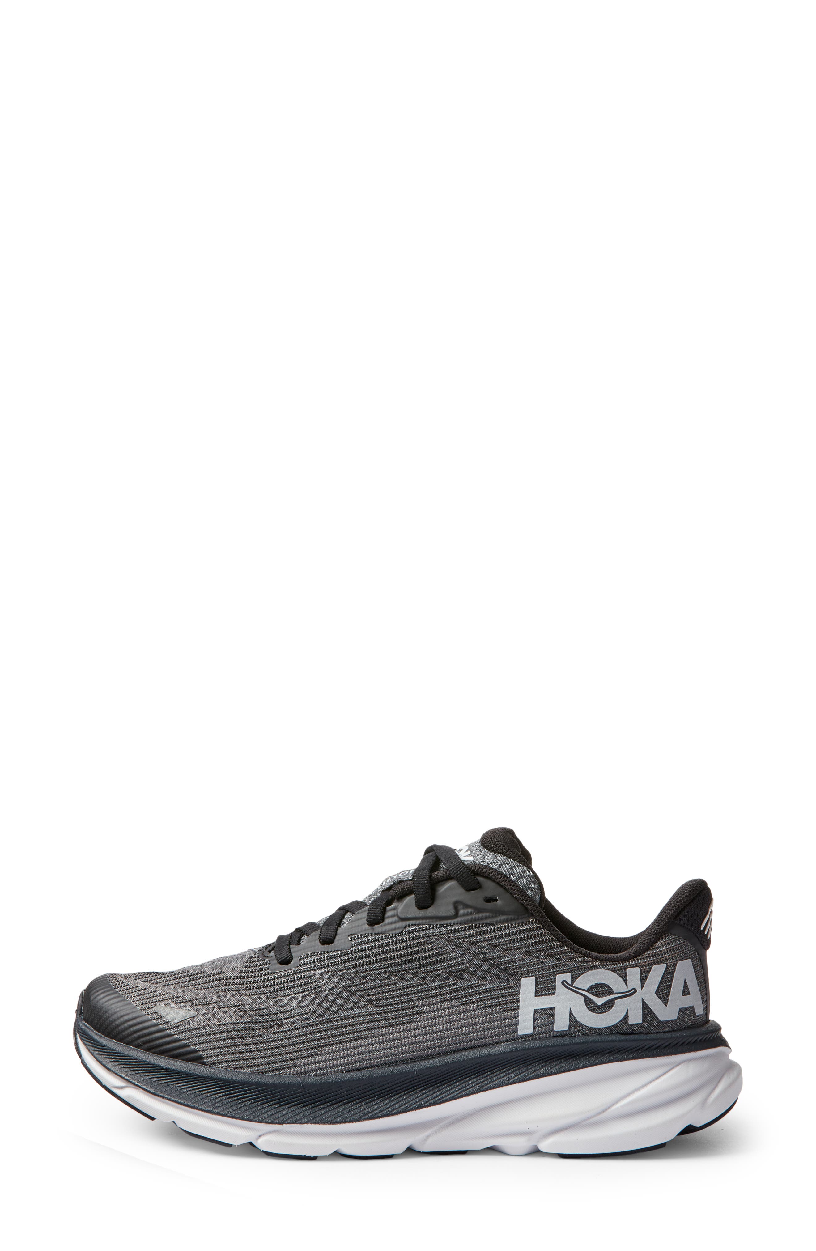 HOKA Kids' Clifton Youth Running Shoe, Alternate, color, Black