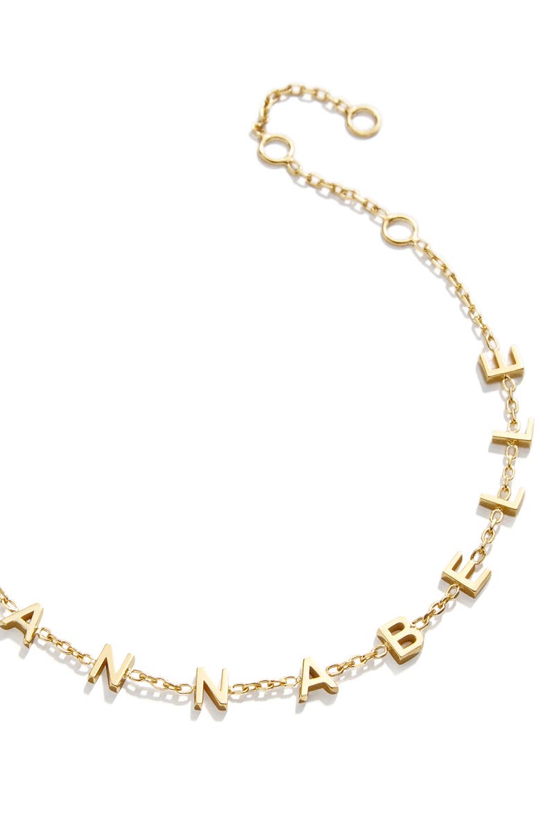 BaubleBar Pisa Custom Letter Charm Bracelet, Alternate, color, Gold