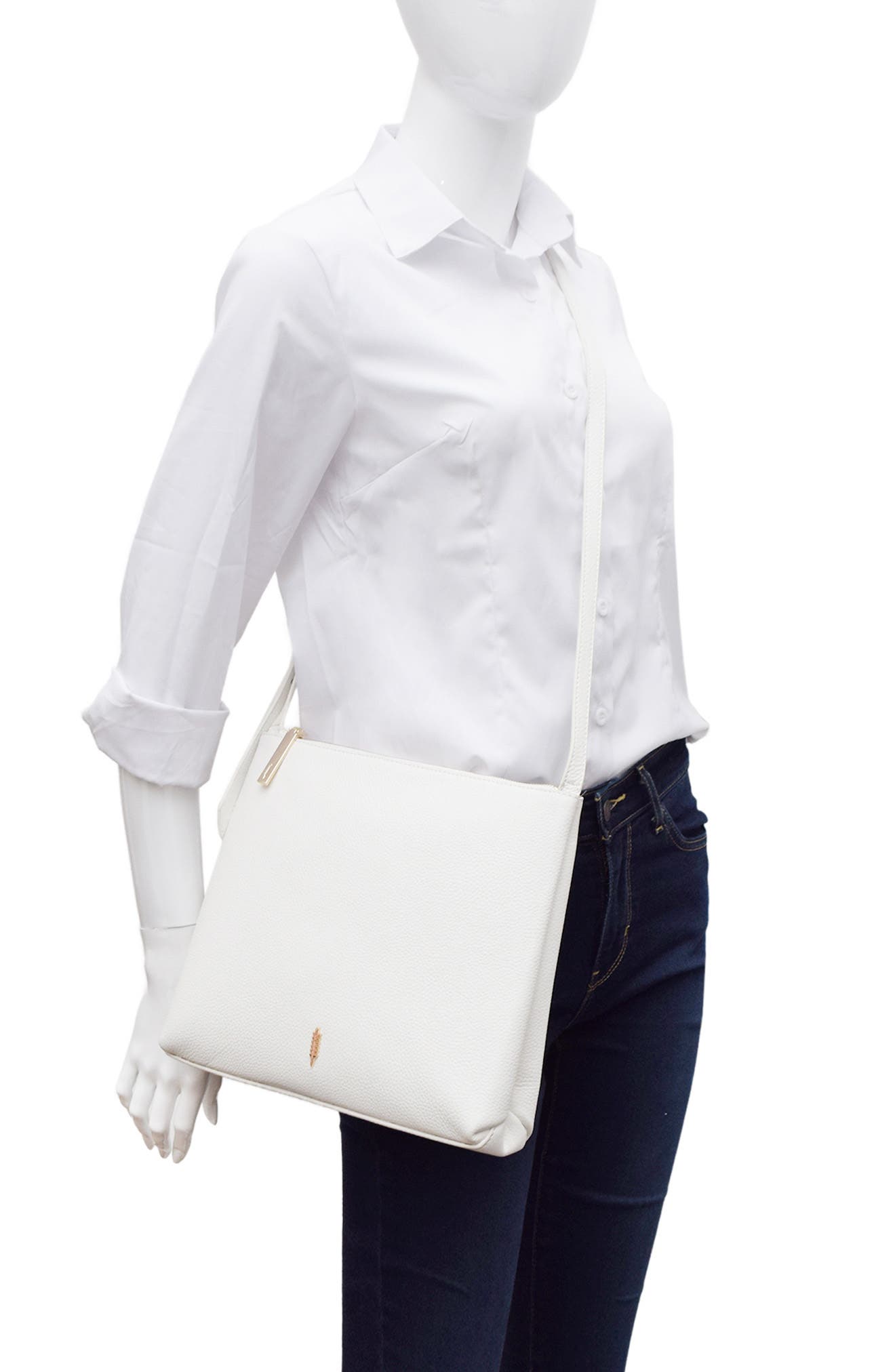 Thacker Callie Leather Crossbody Bag, Alternate, color, White