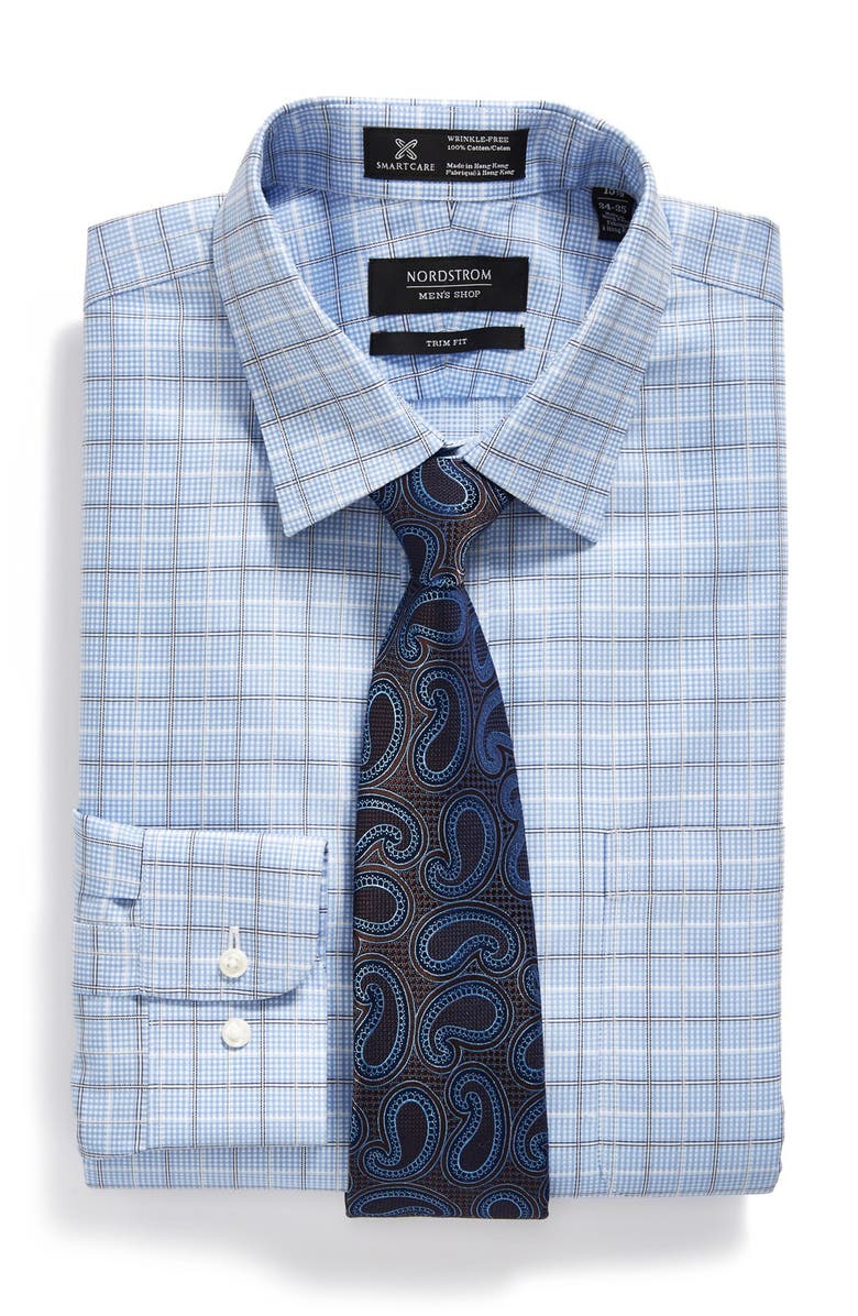 NORDSTROM MEN'S SHOP Smartcare<sup>™</sup> Trim Fit Plaid Dress Shirt, Alternate, color, 