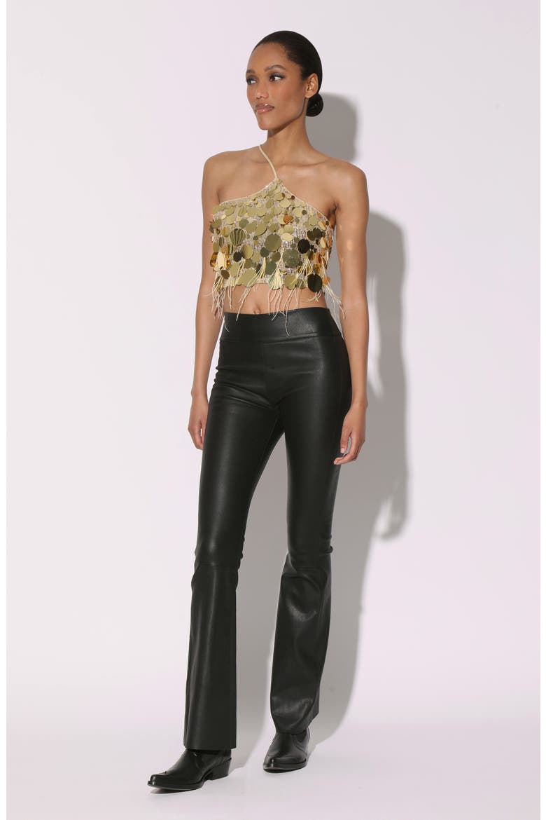 Lexie Leather Flare Leg Pants, Alternate, color, BLACK