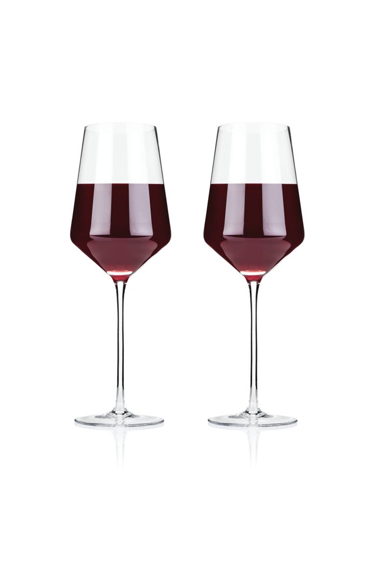 Viski Raye Crystal Angled Bordeaux Glasses Set of 2, Alternate, color, Clear