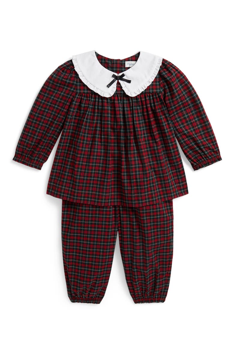 Kids' 2-Piece Plaid Ruffle Top & Pants Set, Main, color, GREEN-RED MULTI TARTAN