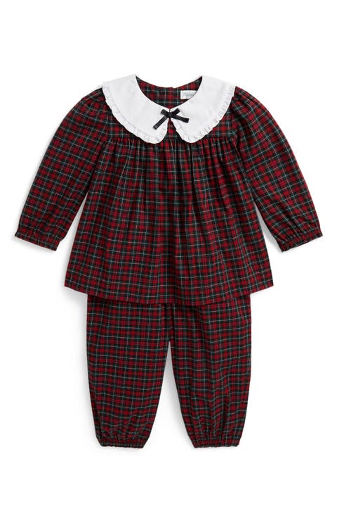 Kids' 2-Piece Plaid Ruffle Top & Pants Set