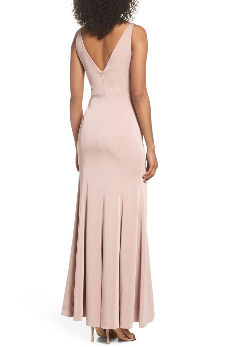 Jade Luxe Crepe V-Neck Gown, Alternate, color, WHIPPED APRICOT