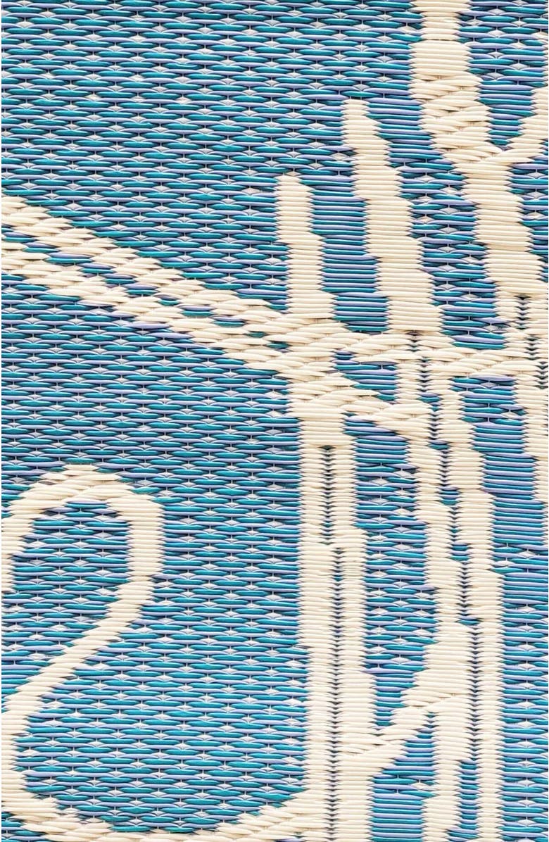 Mad Mats Palm Leaf Turquoise White Rug, Alternate, color, Blue And White