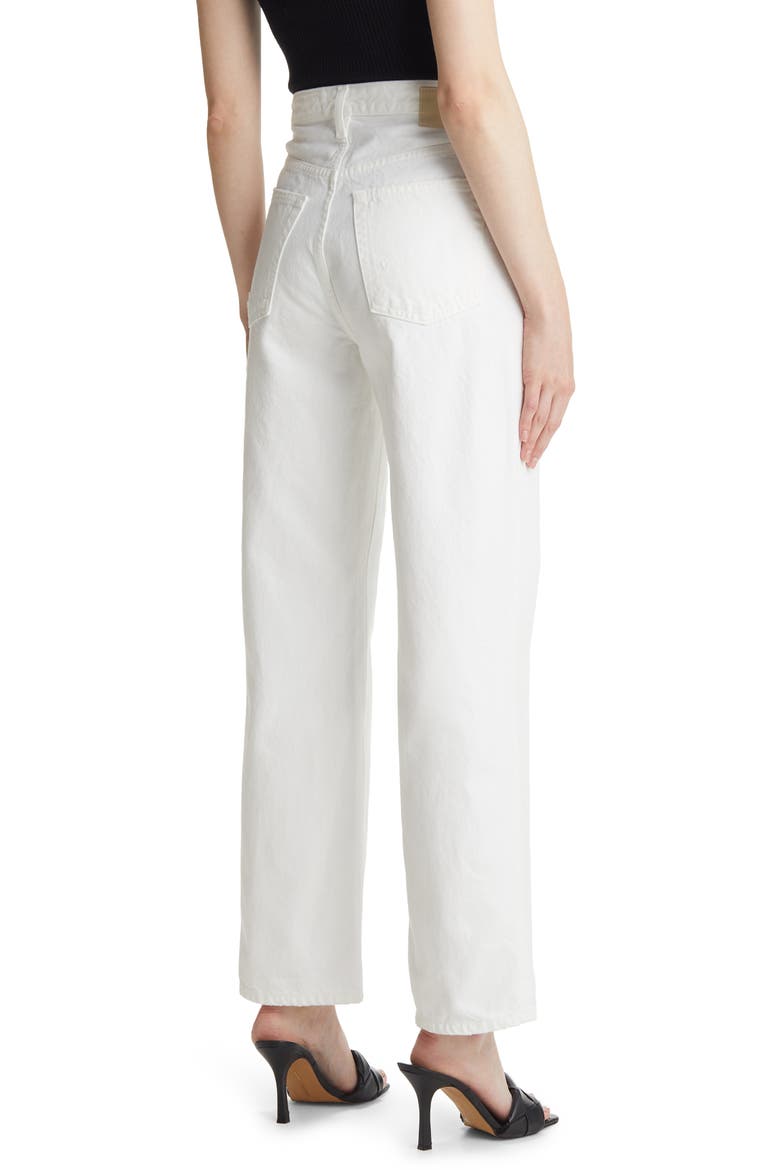 Knoxx Distressed High Waist Boyfriend Jeans, Alternate, color, AUTHENTIC WHITE