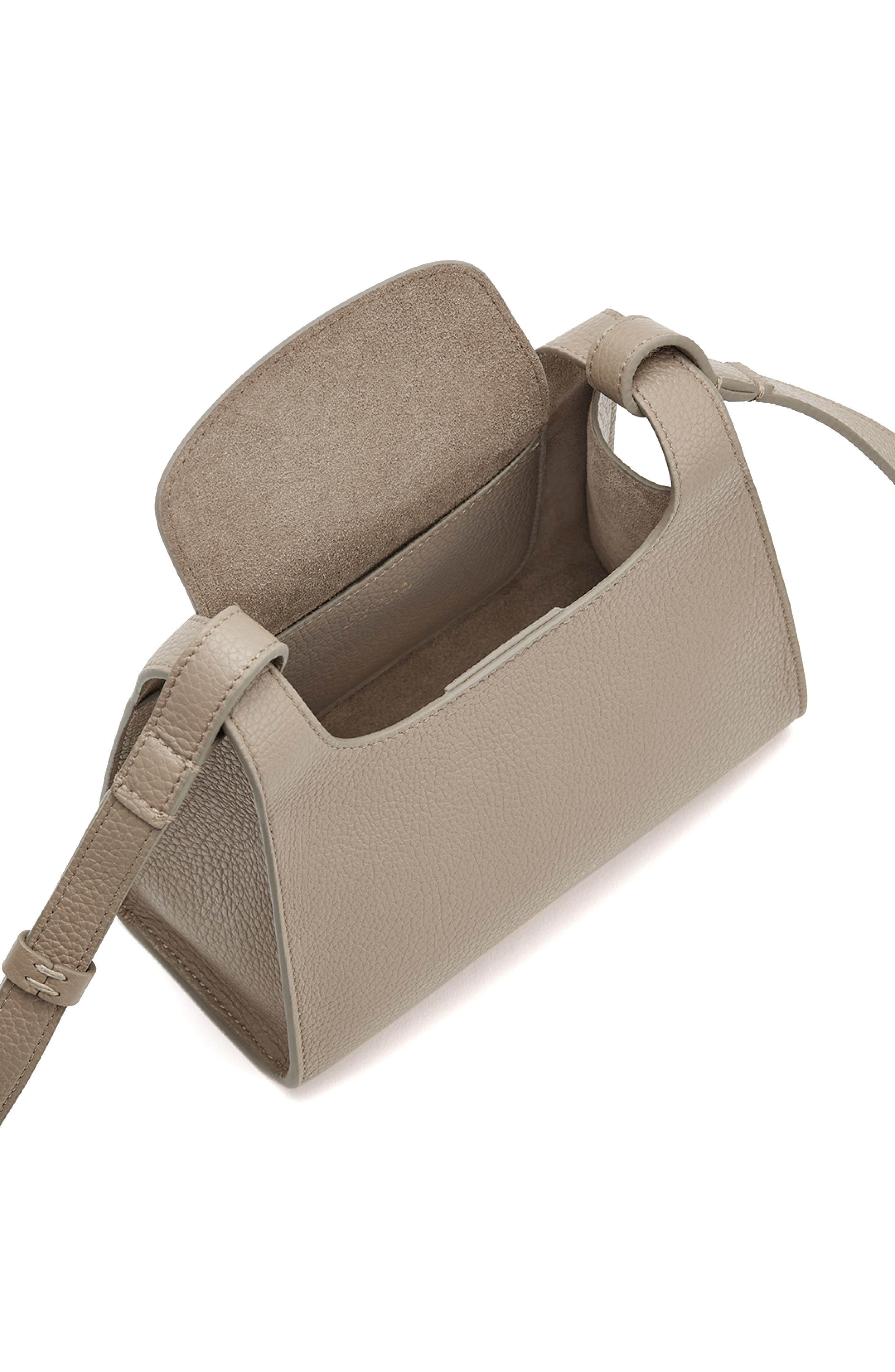 Mini Double Loop Leather Crossbody Bag, Alternate, color, STONE