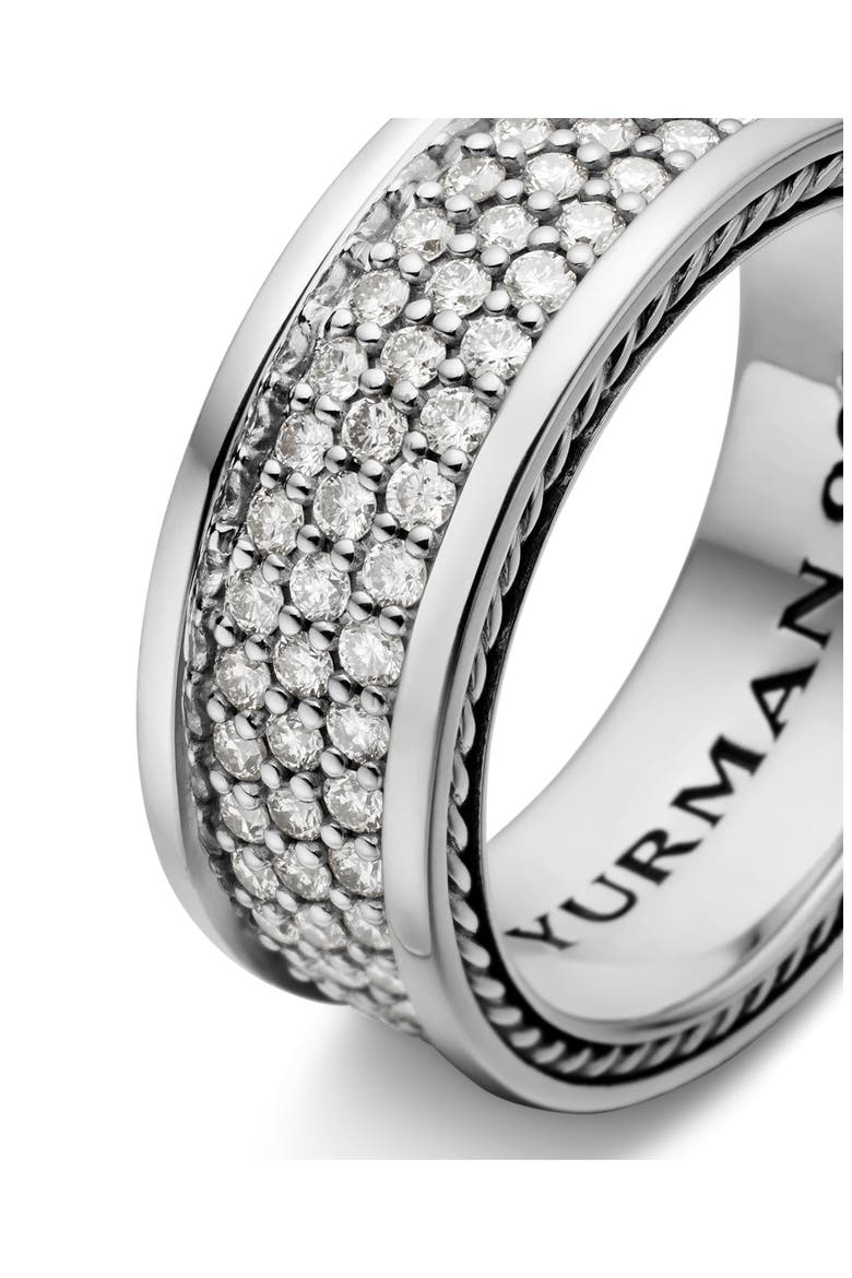 Men's Streamline® Pavé Three Row Band in Sterling Silver with Diamonds, 8.5mm, Alternate, color, SILVER