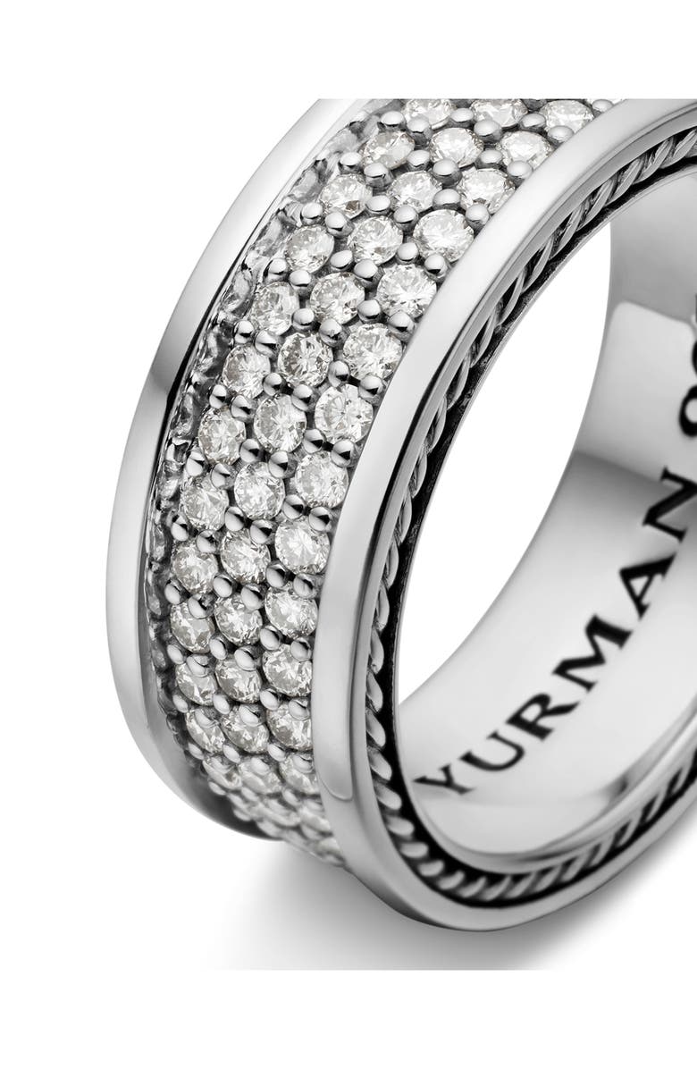 David Yurman Men's Streamline<sup>®</sup> Pavé Three Row Band in Sterling Silver with Diamonds, 8.5mm, Alternate, color, Silver