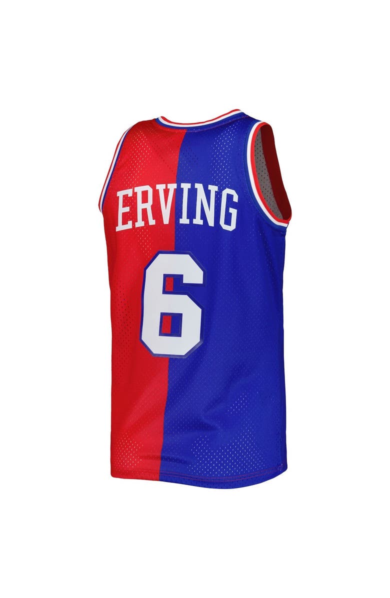 Mitchell & Ness Men's Mitchell & Ness Julius Erving Royal/Red Philadelphia 76ers Hardwood Classics 1982/83 Split Swingman Jersey, Alternate, color, 