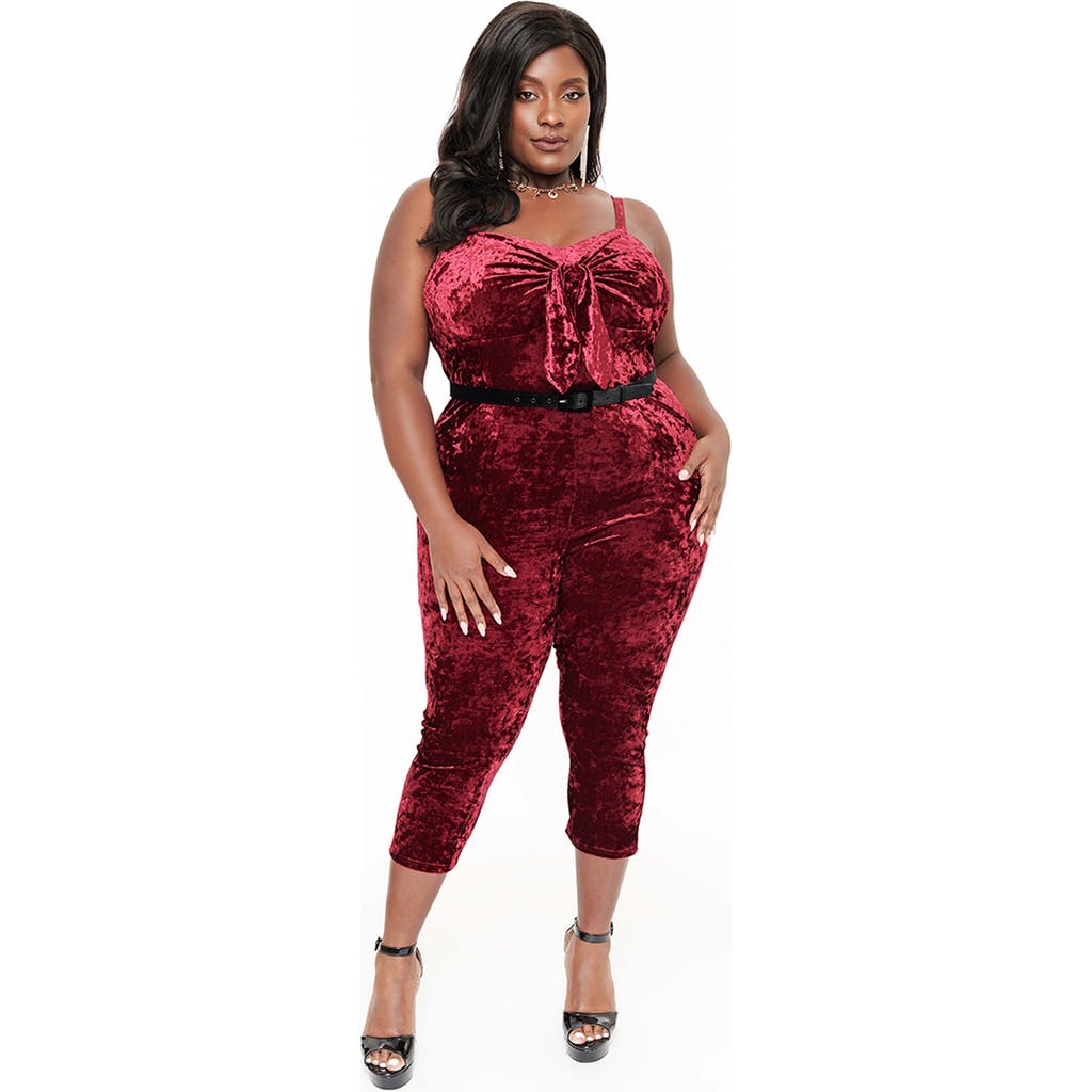 Unique Vintage Plus Size 1950s Cropped Jumpsuit In Bugundy