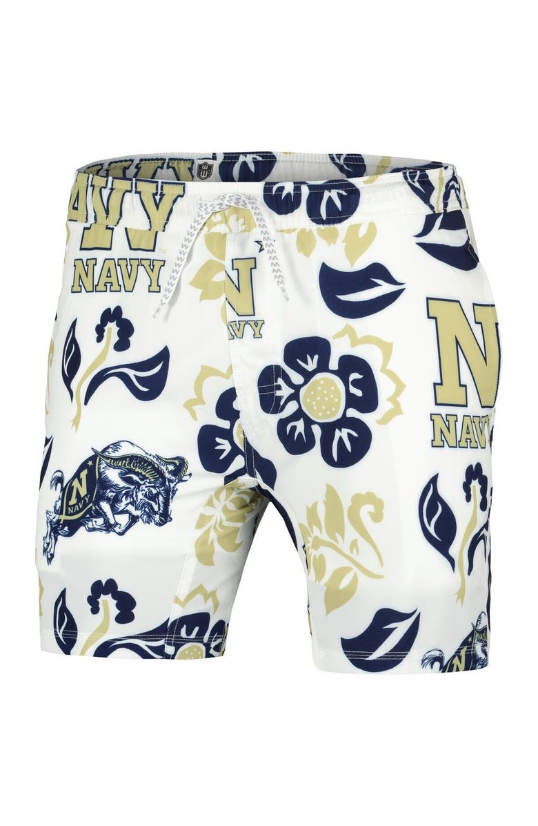 Wes & Willy Men's Wes & Willy  White Navy Midshipmen Vault Tech Swimming Trunks, Alternate, color, 