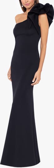 Ruffle One-Shoulder Trumpet Gown