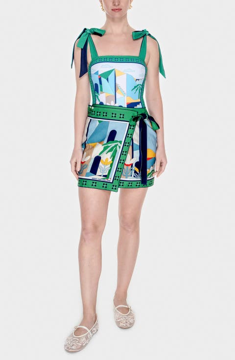 Swim Cover Up Skirt-Green Wonderland