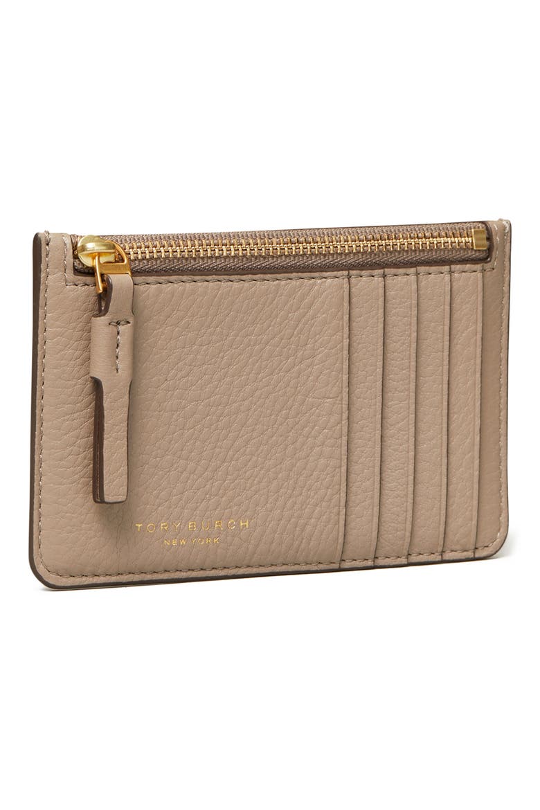 Perry Zip Leather Card Case, Alternate, color, GRAY HERON