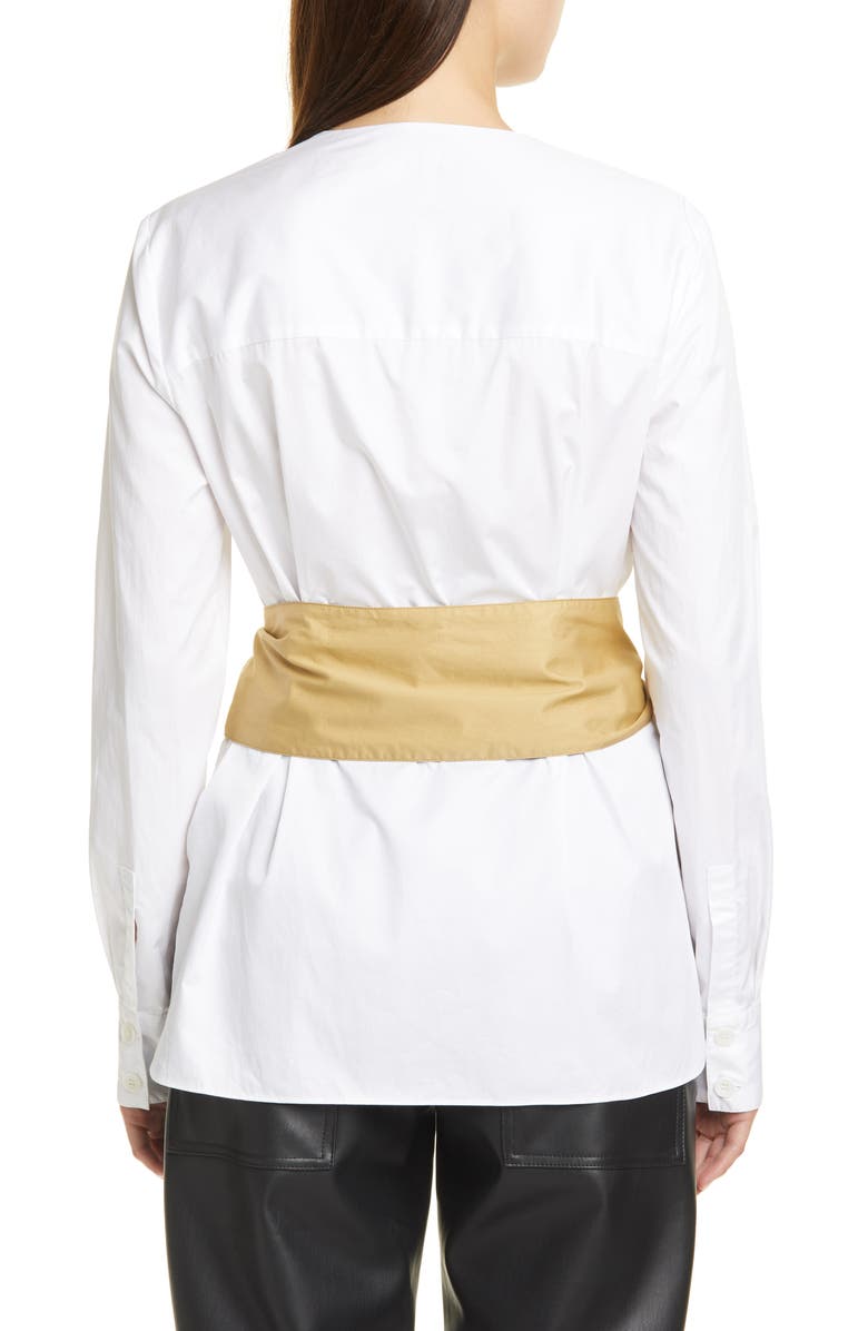 Tibi Cotton Poplin Shirt with Tie Belt, Alternate, color, 
