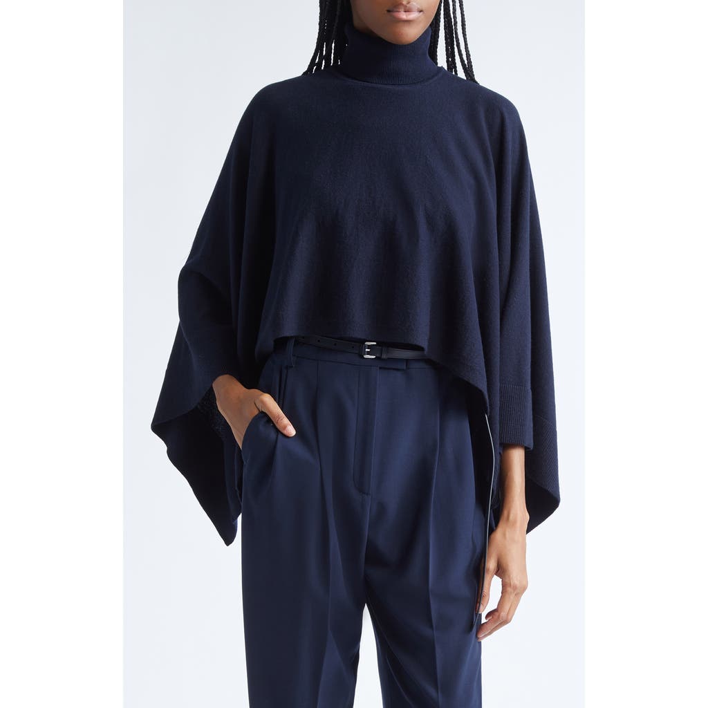 Michael Kors Collection Cashmere Turtleneck Poncho In Blue
