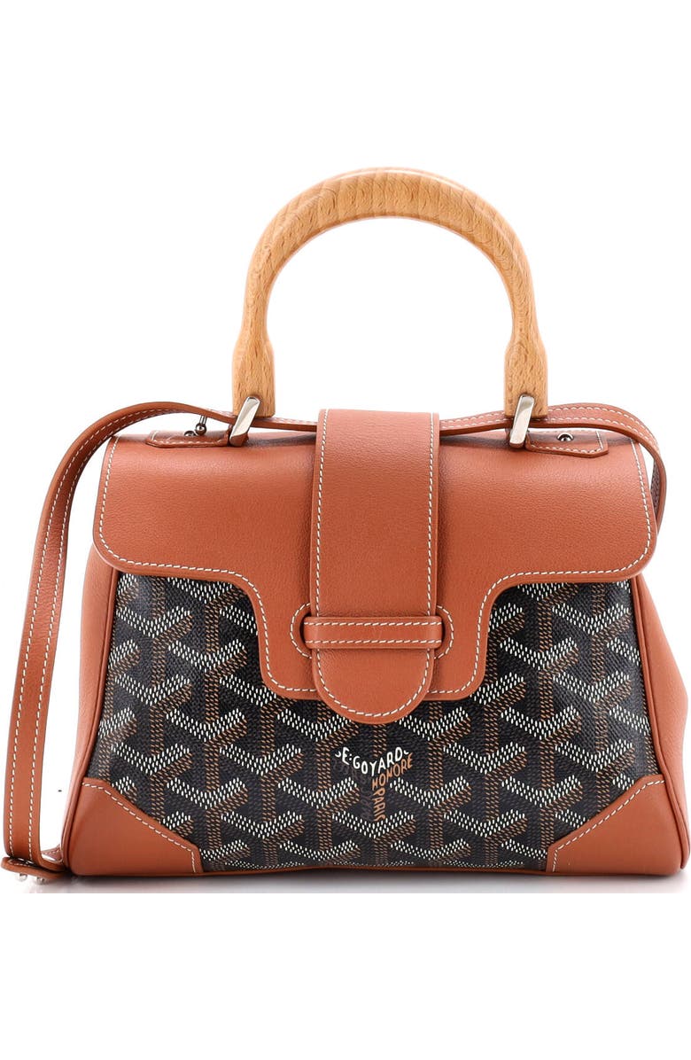 Pre-Owned Goyard Saigon Top Handle Bag Coated Canvas with Leather Mini, Main, color, Brown