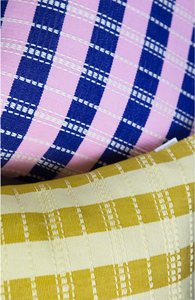 Archive New York Santiago Grid Bold Stripe Handwoven Cotton Square Throw Pillow, Alternate, color, Blue And Light Pink