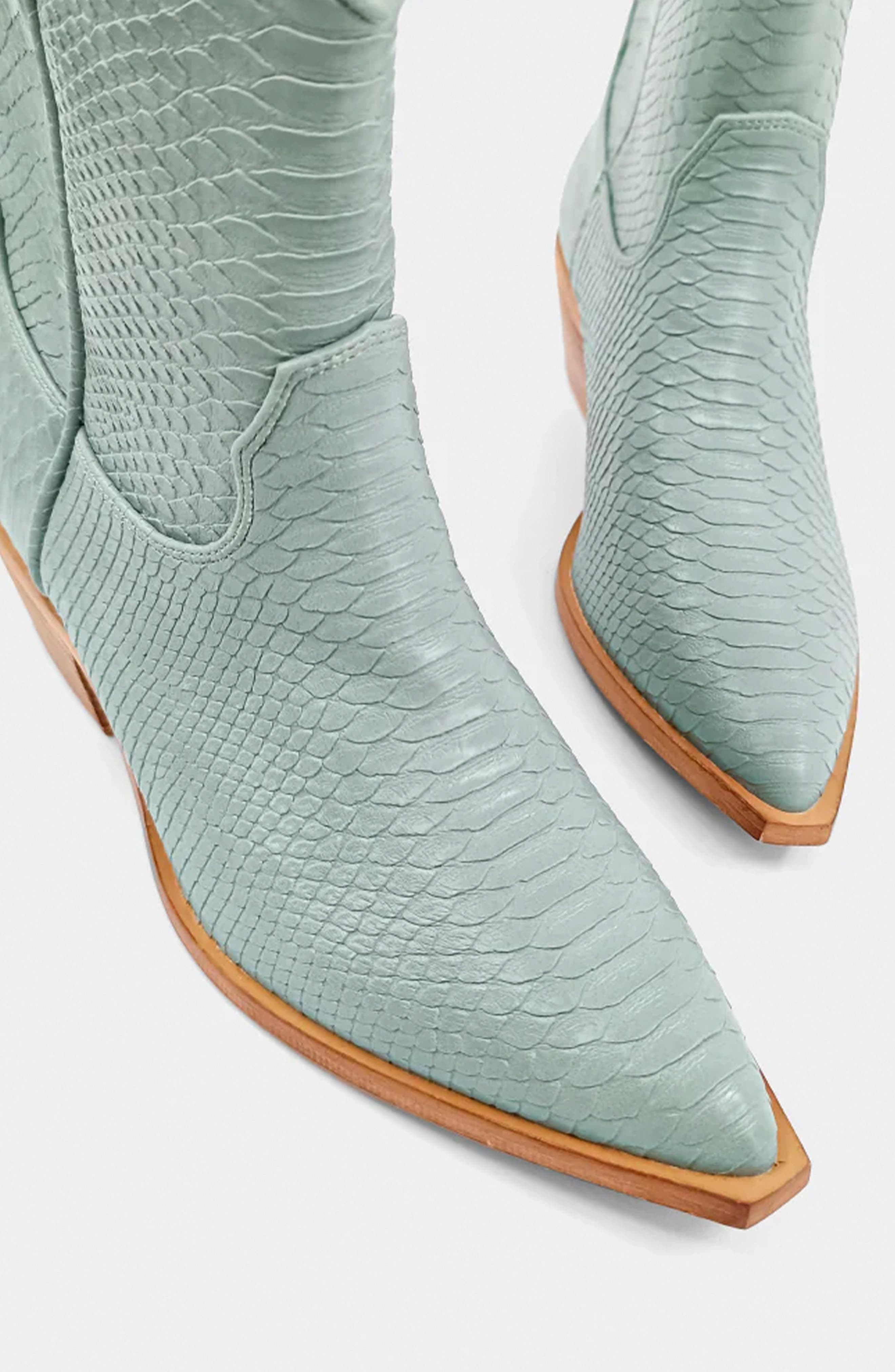 SHUSHOP Zouzou Western Boot, Alternate, color, Mint Snake