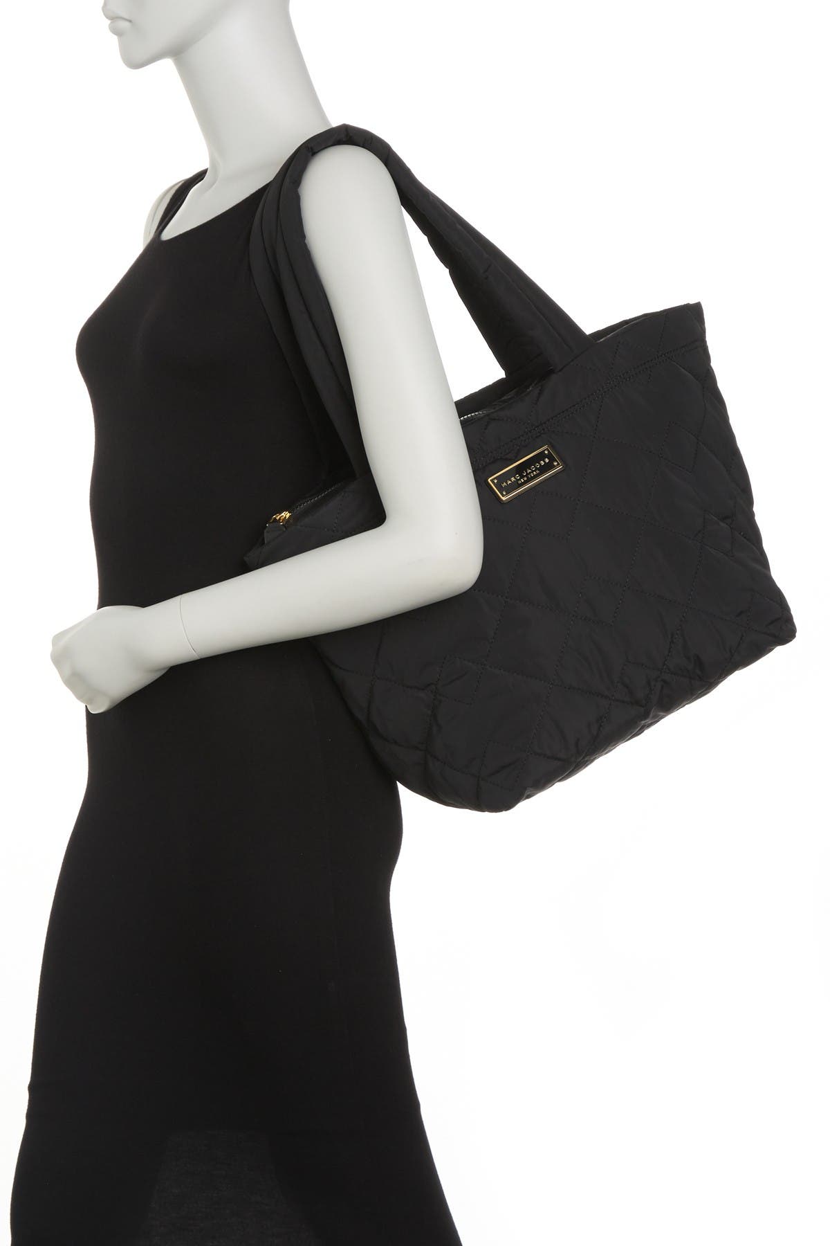 Marc Jacobs Medium Quilted Nylon Tote, Alternate, color, Black