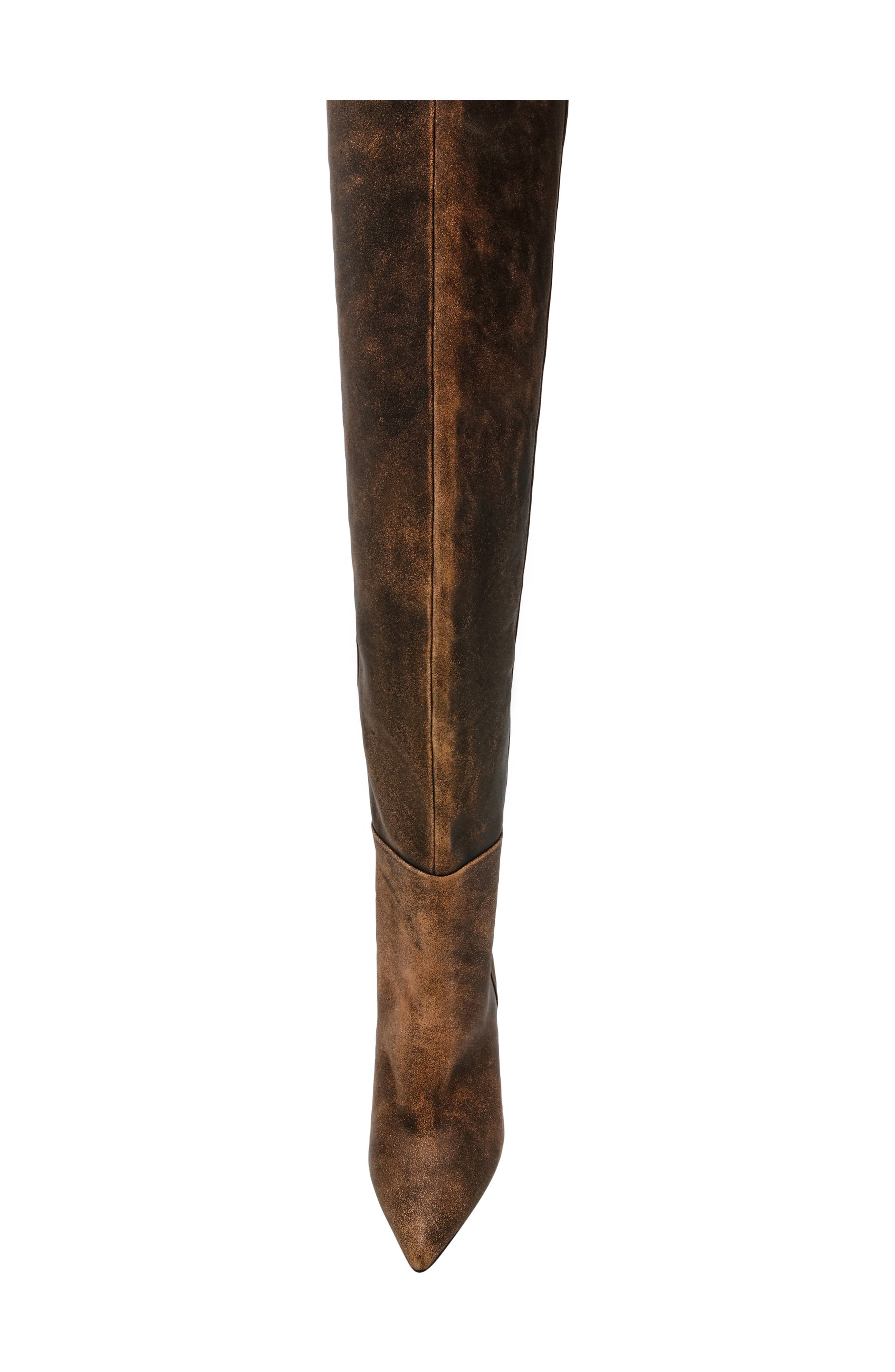 Bellamie Pointed Toe Over the Knee Boot, Alternate, color, BROWN DISTRESSED