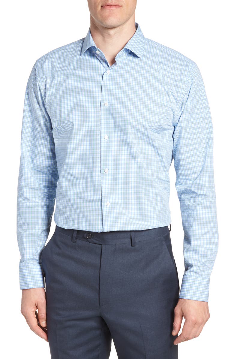 1901 Trim Fit Plaid Dress Shirt, Main, color, 
