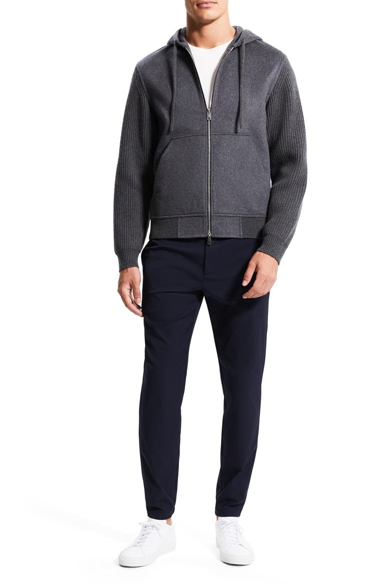 Haskel Wool & Cashmere Zip Hoodie, Alternate, color, MEDIUM GREY