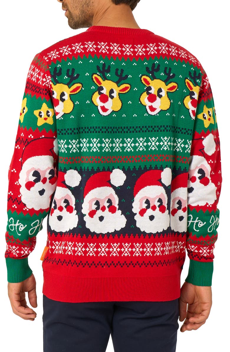 OppoSuits Happy Claus Christmas Crewneck Sweater, Alternate, color, Red Multi