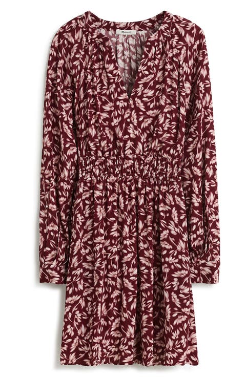 Smocked Floral Print Long Sleeve Minidress