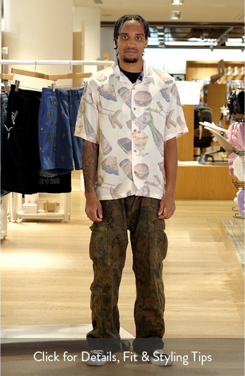 Lavish Snack Print Camp Shirt, sales video thumbnail