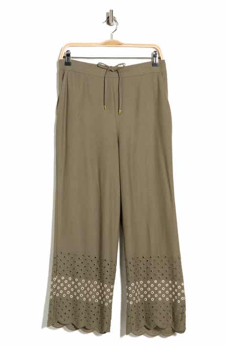 Ellen Tracy Eyelet Scallop Hem Pants