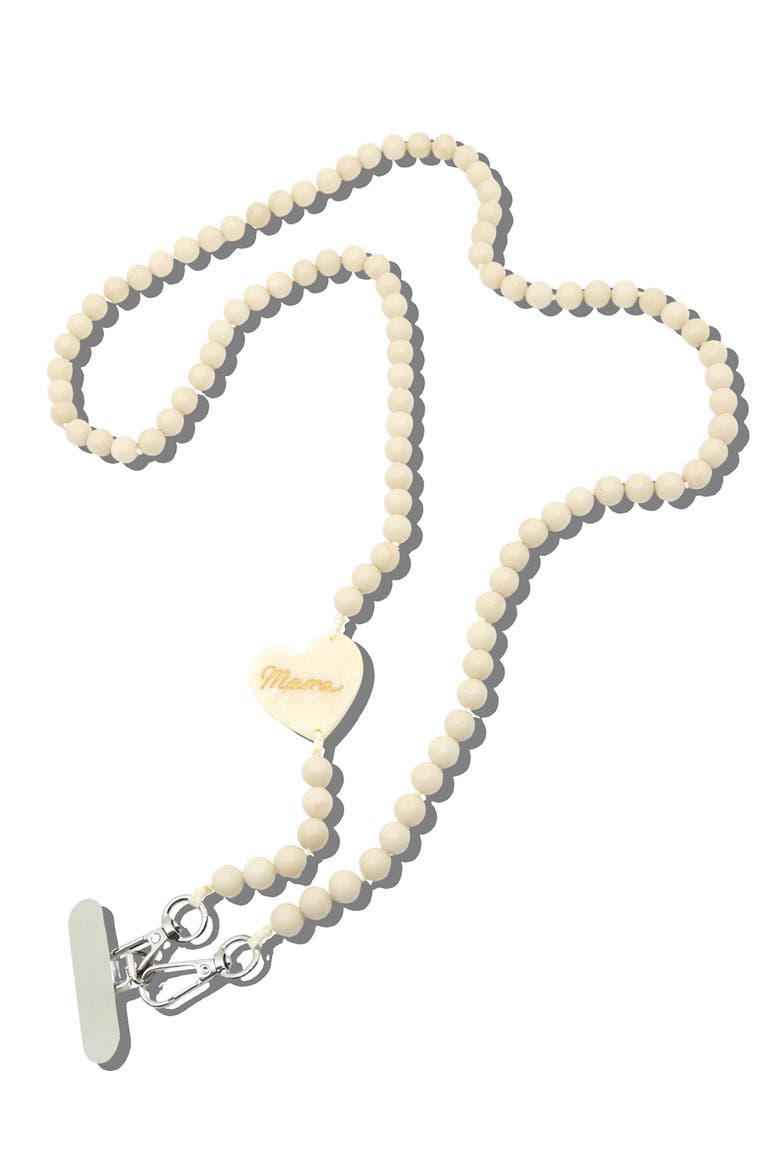 Mama Heart Beaded Crossbody Phone Strap, Alternate, color, CREAM