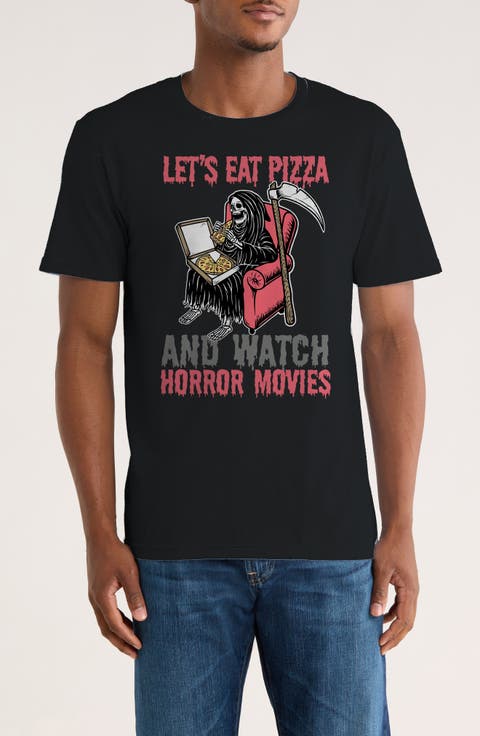 Let's Eat Pizza & Watch Horror Graphic T-Shirt