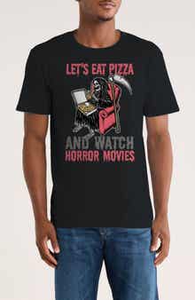 Monster Digital Let's Eat Pizza & Watch Horror Graphic T-Shirt