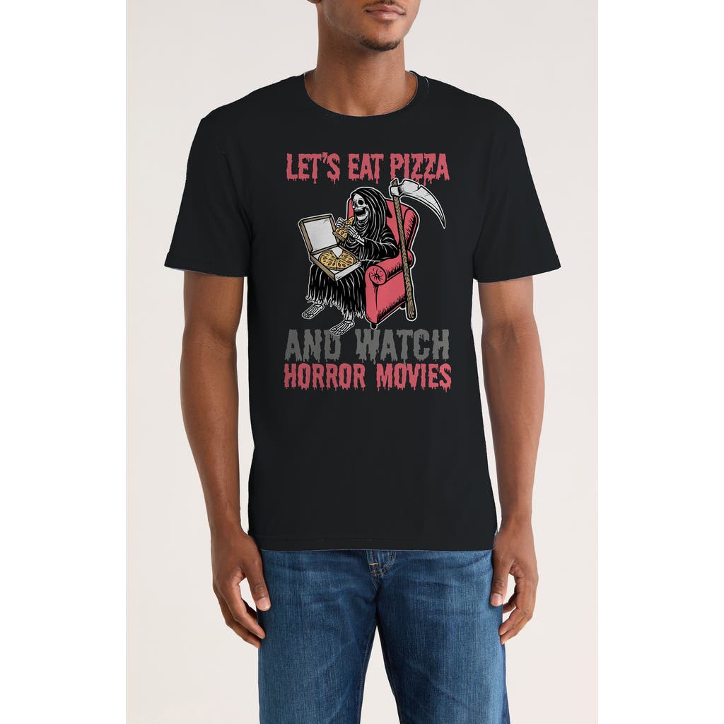 Monster Digital Let's Eat Pizza & Watch Horror Graphic T-shirt In Black