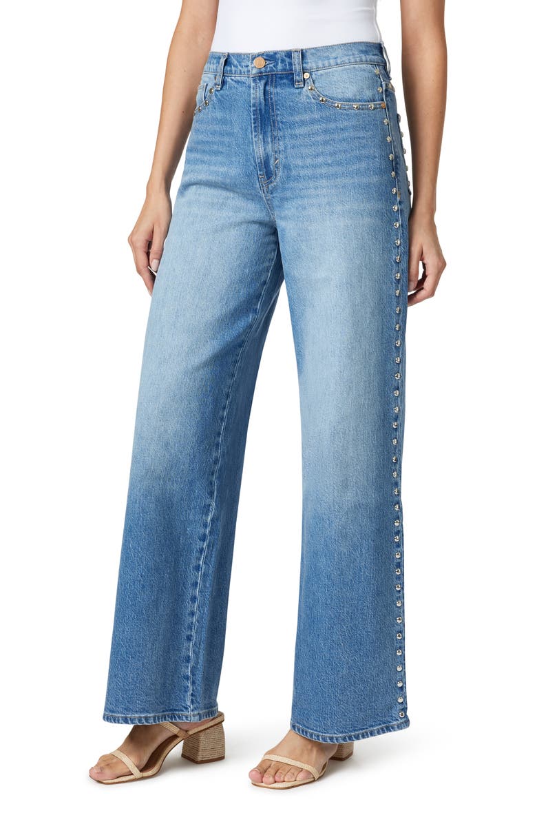 Habitual Studded High Waist Wide Leg Jeans, Alternate, color, Splash