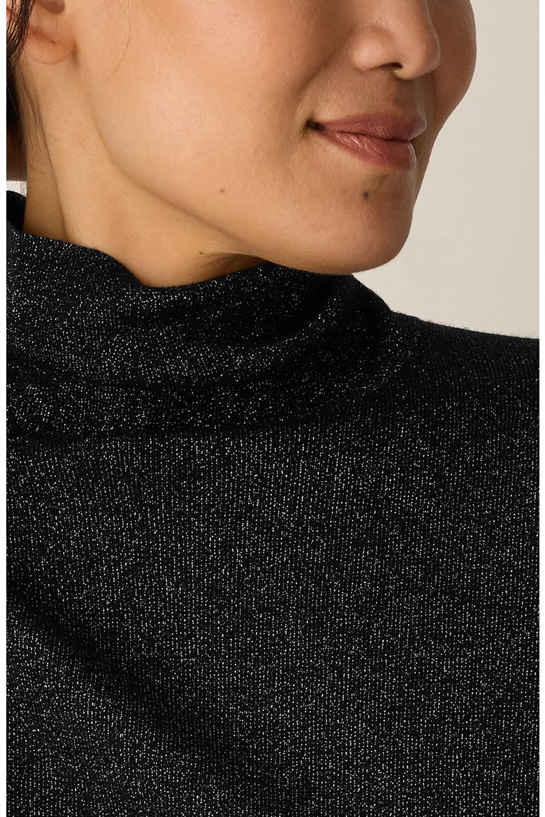 Long Sleeve Metallic Wool Blend Turtleneck Top, Alternate, color, BLACK