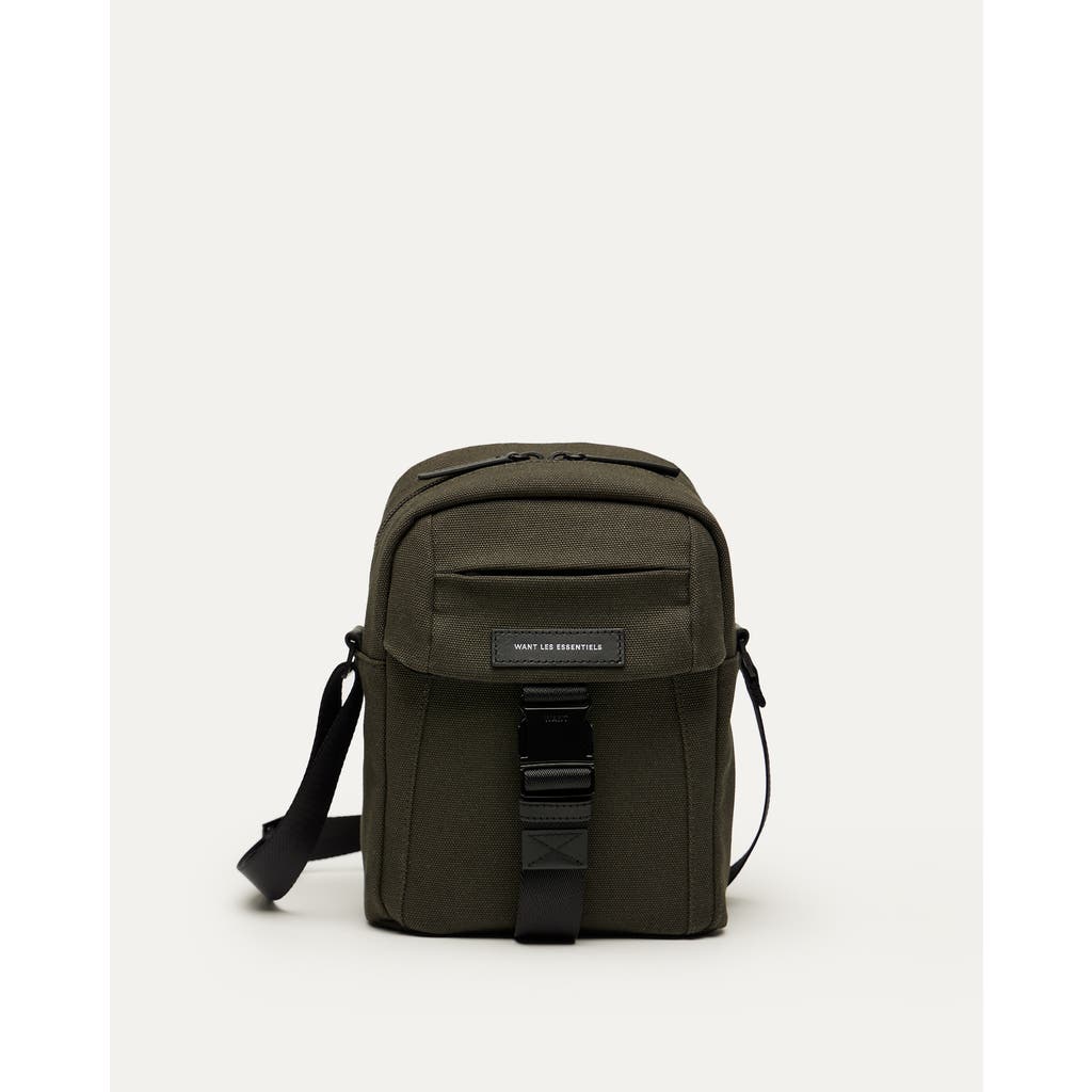 Want Les Essentiels De La Vie Want Les Essentiels Brantford Organic Cotton Canvas Crossbody Bag In Green