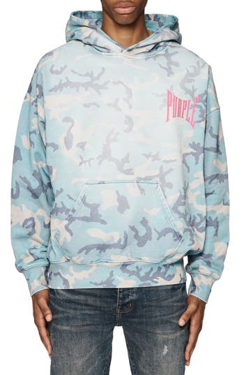 Purple Brand Midweight Fleece Faded Camo Hoodie In All Over Print In Aop