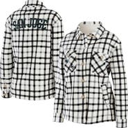 WEAR by Erin Andrews Women's WEAR by Erin Andrews Oatmeal San Jose Sharks Plaid Button-Up Shirt Jacket