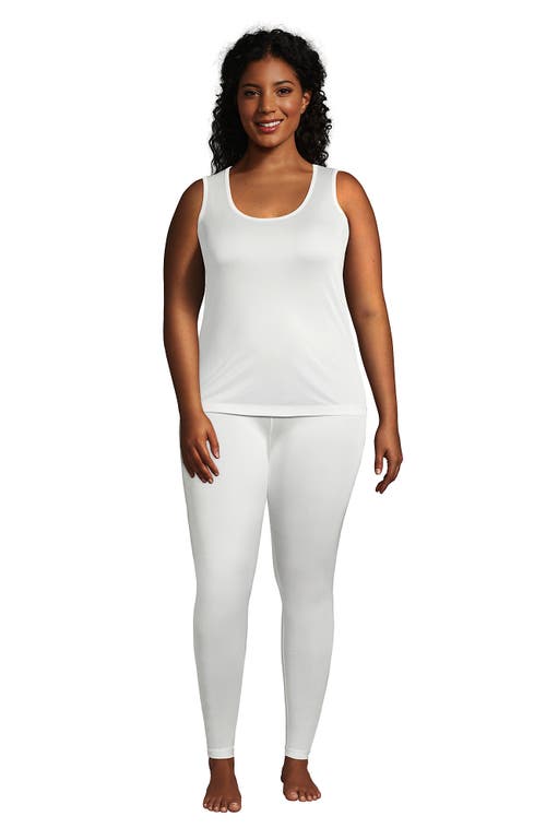 Lands' End Petite Silk Interlock Thermal Long Underwear Base Layer Tank Top In White