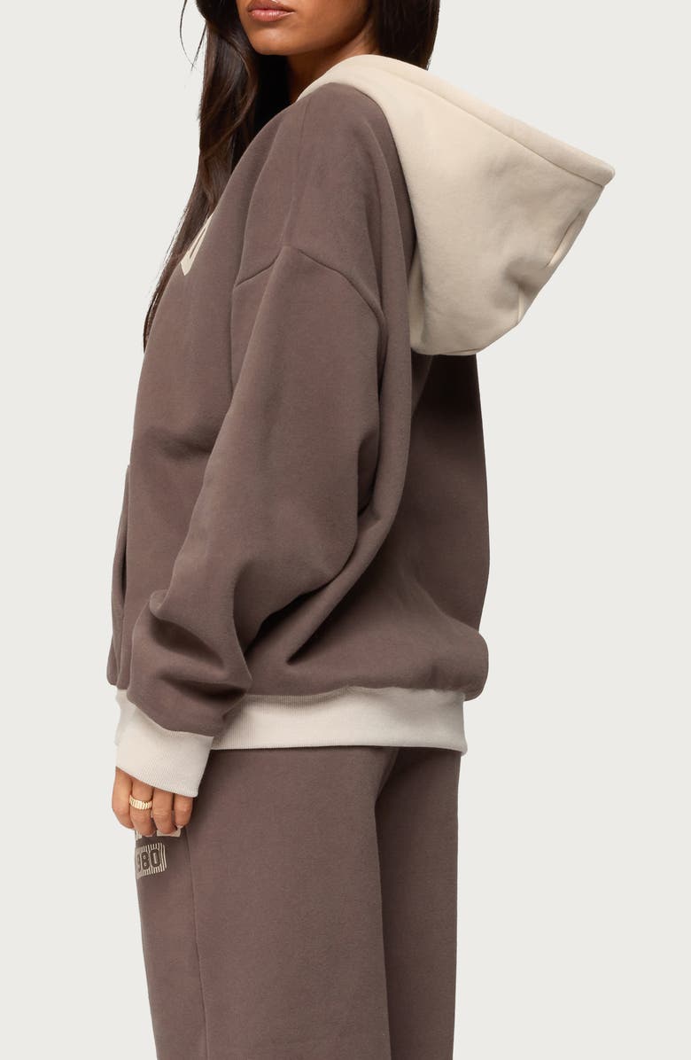 EDIKTED 1980 Oversized Colorblock Hoodie, Alternate, color, Brown