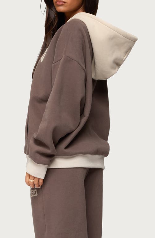 Edikted 1980 Oversized Colorblock Hoodie In Brown