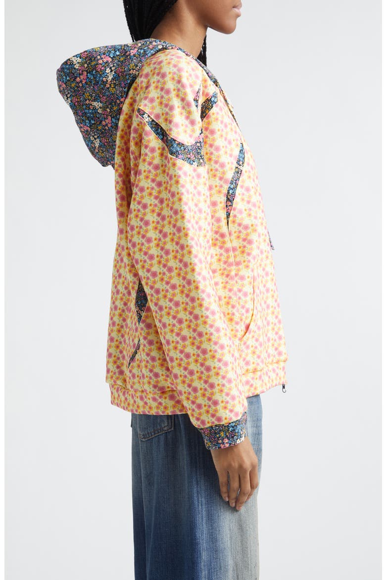 Mixed Floral Print Full Zip Hoodie, Alternate, color, PINK/ CREAM FLOWER