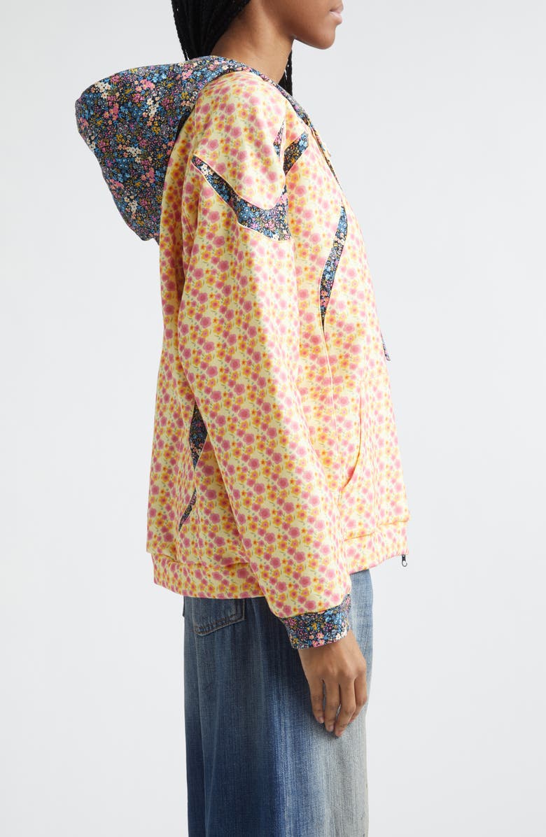 Paolina Russo Mixed Floral Print Full Zip Hoodie, Alternate, color, Pink/ Cream Flower