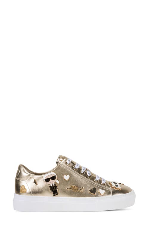 Karl Lagerfeld Paris Cate Pin Logo Low Top Sneaker In Gold